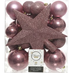 Kerstboomversiering Mix 33 st. - Velours Roze - Decoris