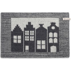 Knit Factory Gebreide Placemat - Onderlegger House - Ecru/Antraciet - 50x30 cm
