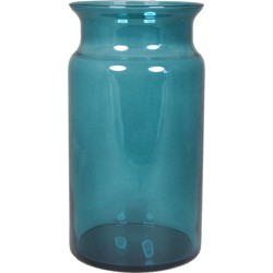 Bloemenvaas - turquoise blauw/transparant glas - H29 x D16 cm - Vazen