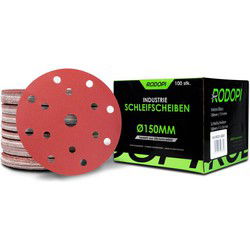 Rodopi® 100x Korrel 60 Schuurpapier 150mm - 15 gats Excentrisch Schuurmachine