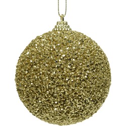 5 stuks! Kerstbal foam glitter kraal d8 cm lichtgoud