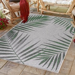 Sunny Outdoor - Binnen en Buiten Vloerkleed - Palm Design - Groen - Tapijt voor Tuin Terras Balkon- 200x290 CM