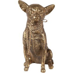 Clayre & Eef Beeld Hond 13x9x18 cm Goudkleurig Polyresin Woonaccessoires