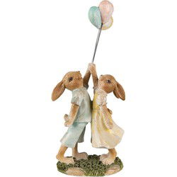 Clayre & Eef Beeld Konijn 22 cm Groen Bruin Polyresin Woonaccessoires