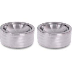 Klepasbak - 2x - mat chroom - 11 cm - terrasasbak - asbak met klep - Asbakken
