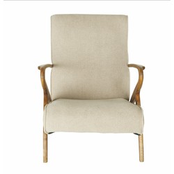 Fauteuil van eikenhout en linnen zitting - Jean