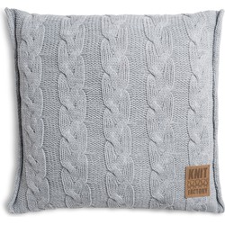 Knit Factory Sasha Sierkussen - Licht Grijs - 50x50 cm - Inclusief kussenvulling