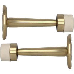 AMIG Deurstopper/deurbuffer - 2x - 75mm - muurbevestiging - gepolijst messing - Deurstoppers