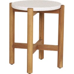 Teresa houten tuin bijzettafel naturel met terazzo blad - Ø 37 cm