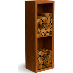 Egura cortenstaal Houtopslag 2 vakken met achterwand L50 x B38,5 x H150 cm