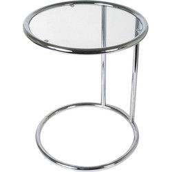 Side table - Glas met Staal, Chroom - 44x54cm