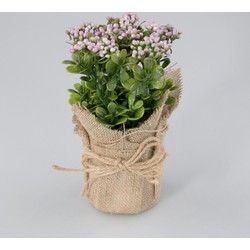 Plantje in jute zak Fleur paars - Oosterik Home