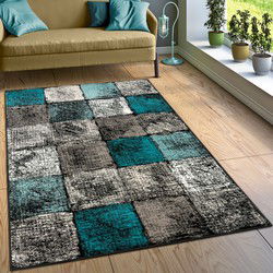Laagpolig Vloerkleed Metr - Turquoise - 240x340 cm