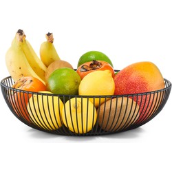 Ronde fruitschaal/fruitschalen van metaal zwart 28 cm - Fruitschalen