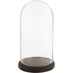 Clayre & Eef Stolp  Ø 26x47 cm Zwart Hout Glas Rond Glazen Stolp