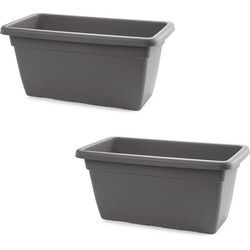 Plasticfortes Plantenbak - 2x - antraciet - 80 x 40 x 33 cm - Plantenbakken