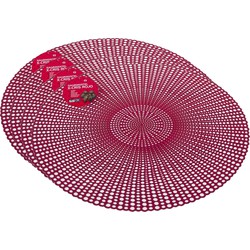 Set van 4x stuks ronde kunststof dinner placemats rood met diameter 40 cm - Placemats
