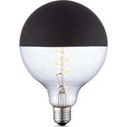 Edison Vintage E27 LED filament Spiraal lichtbron - Globe - Helder - zwart - 12.5/12.5/17cm - G125 - Vintage LED lamp - Dimbaar - 4W 280lm 3000K - warm wit licht - geschikt voor E27 fitting