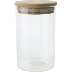 Voorraadpot/bewaarpot 500 ml glas met houten deksel - Voorraadpot