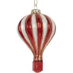 Clayre & Eef Kersthanger Luchtballon Ø 6x9 cm Rood Glas