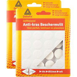 Deltafix Anti-krasvilt - 32x - wit - 22 mm - rond - zelfklevend - meubel beschermvilt - Meubelviltjes