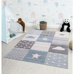 Kids Kinderkamer Blauw vloerkleed - Ster En Wolk - 160 X 230 CM