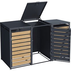 4gardenz® Kliko Ombouw 3 kliko's  - Containerombouw - Grijs/Houtlook