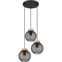 Industriële Metalen E27 Hanglamp Met Zwarte Rooster Schermen