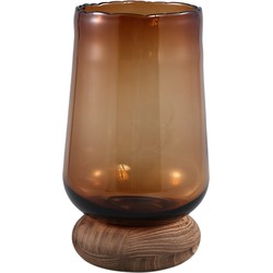 PTMD Jessey Brown glass vase on wooden foot L