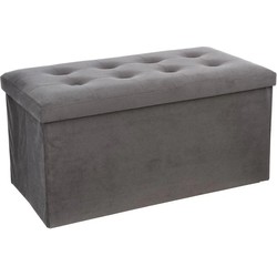 Atmosphera Poef/hocker - opbergbox - zilvergrijs - PU/MDF - 76 x 38 cm - Poefs