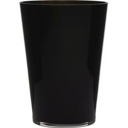 Vaas/bloemenvaas van glas - zwart - conisch model - 30 x 22 cm - Vazen
