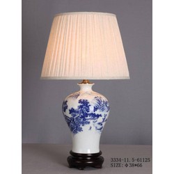 Fine Asianliving Oosterse Tafellamp Porselein Wit Blauw Landschap
