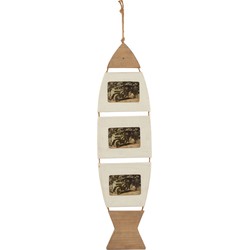 J-line - Fotokader Hangend Vis Hout Wit/bruin Large - 24.5x118x2cm