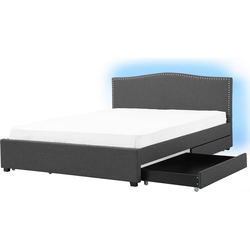 Beliani MONTPELLIER - Tweepersoonsbed met LED-verlichting-Grijs-Polyester