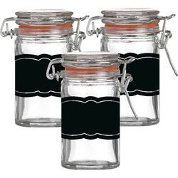 Weckpotje/inmaakpotje - 6x - 70 ml - glas - met beugelsluiting - incl. etiketten - Weckpotten