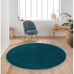 Rond Mono vloerkleed - Effen Modern - Blauw