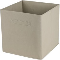 Urban Living Opbergmand/kastmand Square Box - karton/kunststof - 29 liter - licht beige - 31 x 31 x 31 cm - Opbergmanden