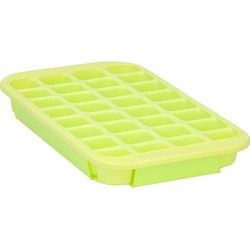 XL ijsblokjes vorm - 32 ijsklontjes - lime groen - 33 x 18 x 3.5 cm - rubber - IJsblokjesvormen