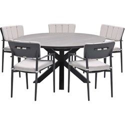 Garden Impressions Dane tuinset 6-delig - Duuk tuintafel Ø150 cm