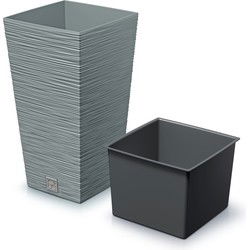 Prosperplast Plantenpot Furu - kunststof - grijs - 20 x 38 cm - Plantenpotten