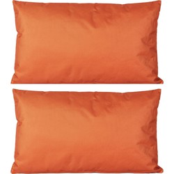 4x Bank/sier kussens voor binnen en buiten in de kleur oranje 30 x 50 cm - Sierkussens