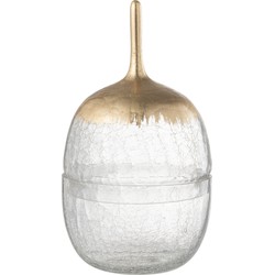 J-line - Voorraadpot Crackle Glas Transparant Goud Large - 15x15x27.5cm