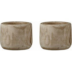 2x Ronde houten plantenbakken/bloemenbakken 19 cm - Plantenpotten