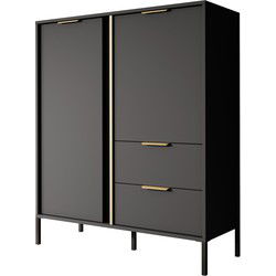 Meubella - Dressoir Loren - Antraciet - 103 cm - Hoog