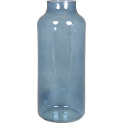 Bloemenvaas - blauw/transparant glas - H35 x D15 cm - Vazen