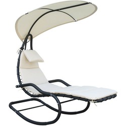 Feel Furniture - Hangende schommel ligstoel met parasol - Beige