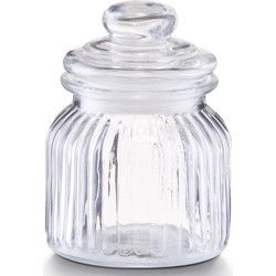 Zeller Voorraadpot - glas - 600ml - relief - 11x14,5 cm - rond - Voorraadpot