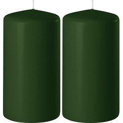 2x Kaarsen donkergroen 6 x 15 cm 58 branduren sfeerkaarsen - Stompkaarsen