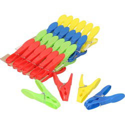 Soft grip wasknijpers - 56x - kunststof - 4 kleuren per set - 8 cm - Knijpers