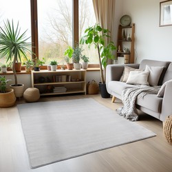 Sky Soft Uni Basic - Vloerkleed - Laagpolig - Effen Kleur - Zilver - Woonkamer Tapijt - Anti-Slip Rug- 140x200 CM